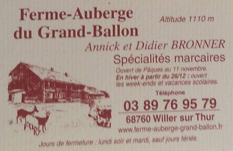 Ferme Auberge du Grand Ballon Colmar